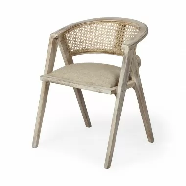 Mercana Tabitha I Wooden Frame 100% Polyester Seat Dining Chair - Angled
