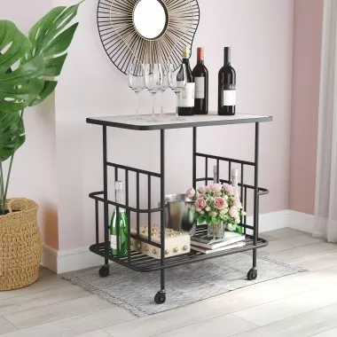 Zuo Modern Argus Bar Cart in Black - Lifestyle