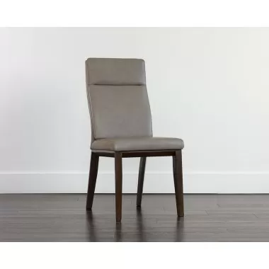 Cashel Dining Chair In Alpine Grey Leather - Angled View