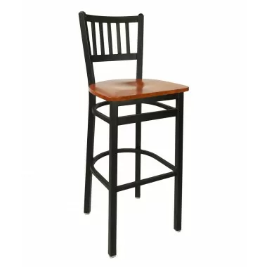 Troy Slat Back Barstool With Steel Frame And Sand Black Finish