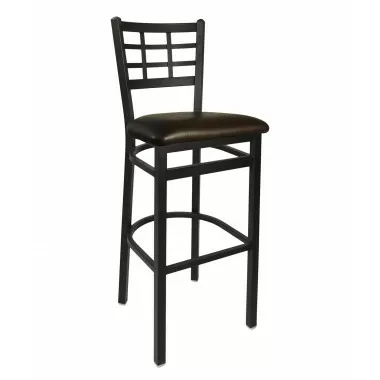 Marietta Window Pane Barstool With Steel Frame And Sand Black Finish