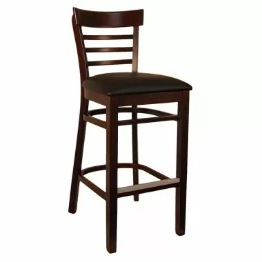 H&D Seating Steakhouse Style Wood Barstool - Dark Walnut Black Vinyl Seat