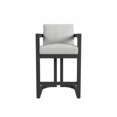 Sunset West Malibu Barstool in Cast Silver, No Welt Front