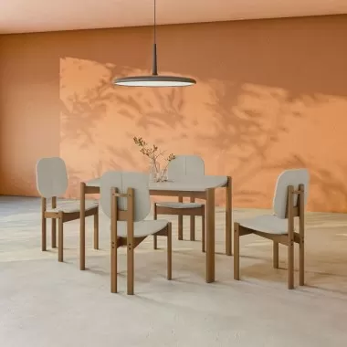 Manhattan Comfort Mid-Century Modern Gales 47.24 Dining Table with Solid Wood Legs - Set of 5 