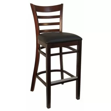 H&D Seating Ladder Back Barstool - Set of One - Black Vinyl