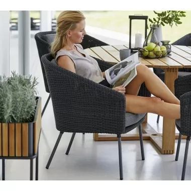 Cane-Line Mega Dining Chair, Incl. Grey Cane-Line AirTouch Cushions