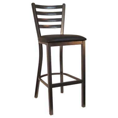 H&D Seating Ladder Back Silver Vein Finished Metal Barstool