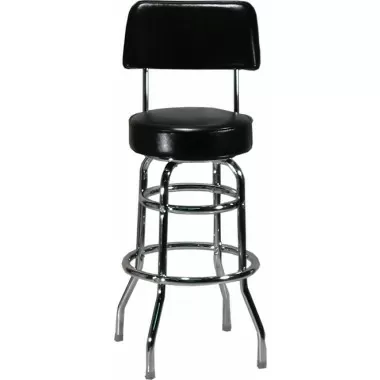 H&D Seating Double Ring Black Barstool with Back
