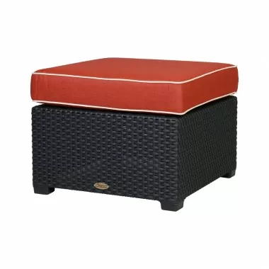 Magnolia Black Rattan Ottoman With Red Cushion