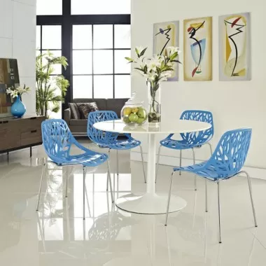 Modway Stencil Dining Side Chair in Blue - Lifestyle 
