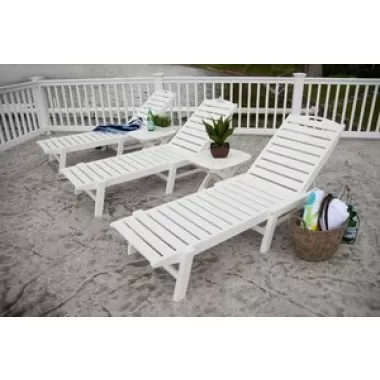 POLYWOOD¨ Nautical Wheeled Chaise with Arms - Stackable