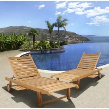 International Home Miami Amazonia Teak Cairo 2 pc Teak Loungers