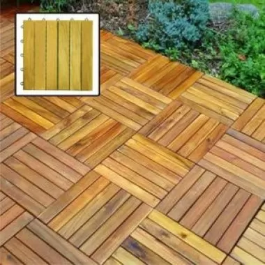 Vifah Modern Patio 6 Slat Interlocking Deck Tiles