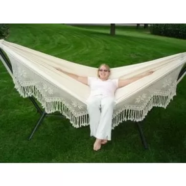 Vivere Brazilian Style Hammock - Double Deluxe in Natural Fabric