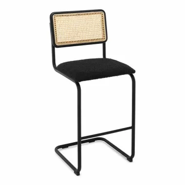 Aeon Hayward Cane Back Boucle Bar Height Stool - Set of 2 Black