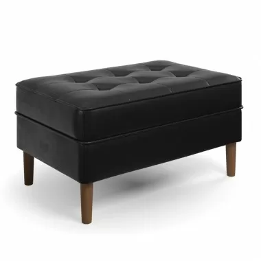 Aeon Zander Leather Ottoman Black
