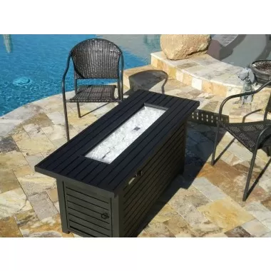 AZ Patio Heaters Outdoor Rectangle Fire Pit in Black Mocha with Wind Screen - Lifestyle