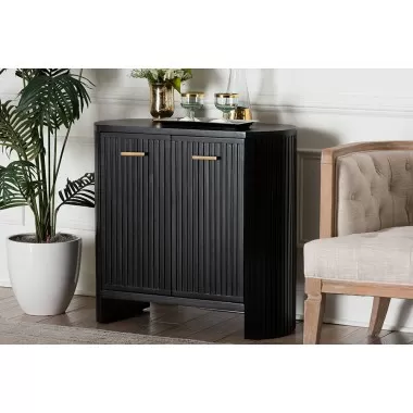 Baxton Studio bali & pari Keshet Fluted Wood Storage Cabinet 