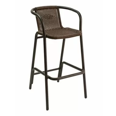 Anodized Or Powder Aluminum Frame Barstool - BW-51 - Black Frame and Black