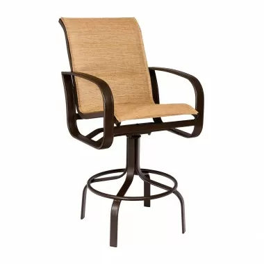 Woodard Cayman Isle Sling Swivel Bar Stool - Angled