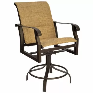 Woodard Cortland Padded Sling Swivel Counter Stool - Angled