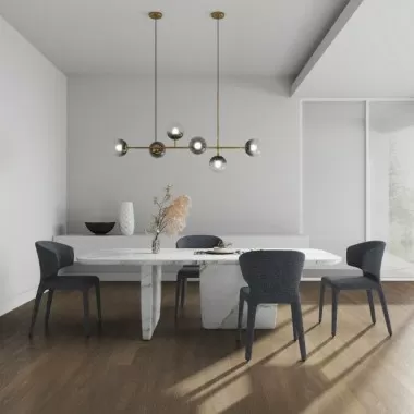 Manhattan Comfort Conrad Modern Woven Tweed Dining Chair in Grey Set of 4