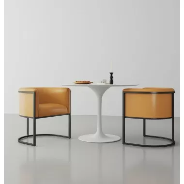 Manhattan Comfort Bali Saddle and Black Faux Leather Dining Chair