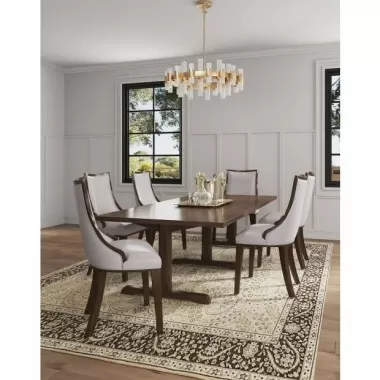Manhattan Comfort Grand Faux Leather 8-Piece Dining Chairs in Light Grey