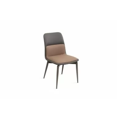 Whiteline Modern Living Bruno Dining Chair In Dark Grey Faux Leather Backrest - Angled