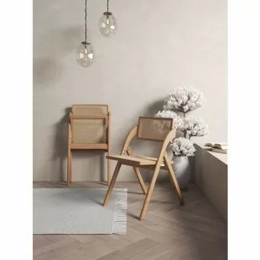 Manhattan Comfort Lambinet Folding Dining Chair in Nature Cane - Set of 2