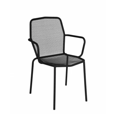 Avalon Stacking Armchair - E-coated, Powder Coated Micro-Mesh Steel - Black
