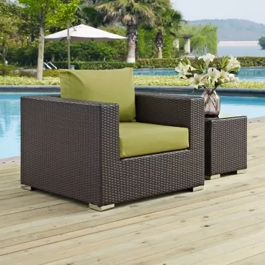 Modway Convene Outdoor Patio Armchair in Espresso Peridot - Lifestyle