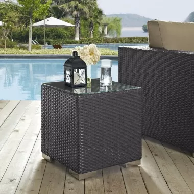 Modway Convene Outdoor Patio Side Table - Espresso - Lifestyle