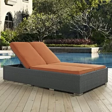 Modway Sojourn Outdoor Patio Sunbrella® Double Chaise in Canvas Tuscan - Lifestyle