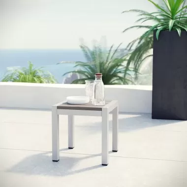 Modway Shore Outdoor Patio Aluminum Side Table - Silver Gray - Lifestyle