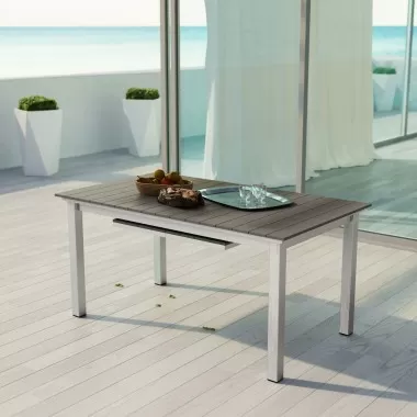 Modway Shore Outdoor Patio Wood Dining Table - Silver Gray - Lifestyle