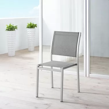 Modway Shore Outdoor Patio Aluminum Side Chair in Silver Gray - Lifestyle