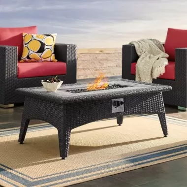 Modway Splendor 43.5" Rectangle Outdoor Patio Fire Pit Table - Espresso - Lifestyle