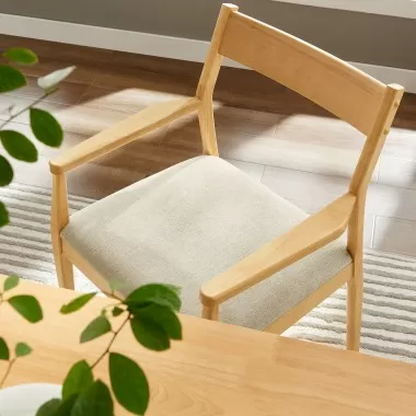 Modway Solara Fabric Wood Dining Armchairs Natural Top