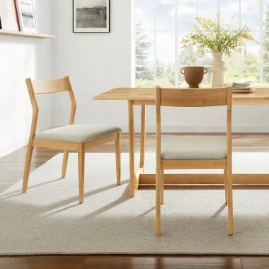 Modway Solara Fabric Wood Dining Side Chairs Natural Set
