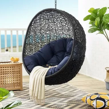 Modway Encase Swing Outdoor Patio Lounge Chair - Navy - Lifestyle