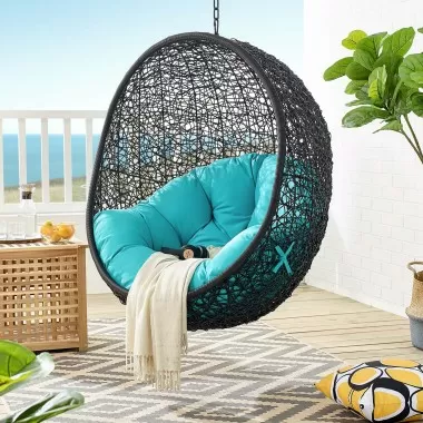 Modway Encase Swing Outdoor Patio Lounge Chair - Turquoise - Lifestyle