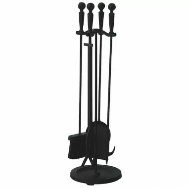 Mr. Bar-B-Q UniFlame® F-1583B 5 Piece Black Finish Fireset with Ball Handles