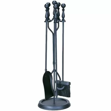 Mr. Bar-B-Q UniFlame® 5 Piece Black Finish Fireset with Ball Handles