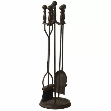 Mr. Bar-B-Q UniFlame® 5 Piece Bronze Finish Fireset with Ball Handles