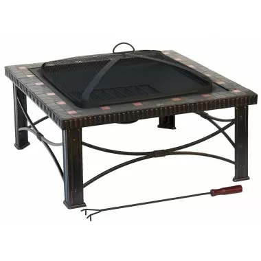 AZ Patio Heaters 30" Slate Tile Fire Pit - Front Side View