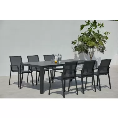 Bellini Home and Garden Waldorf 7pc Dining Set In Dark Grey Lava Frame Finish 010