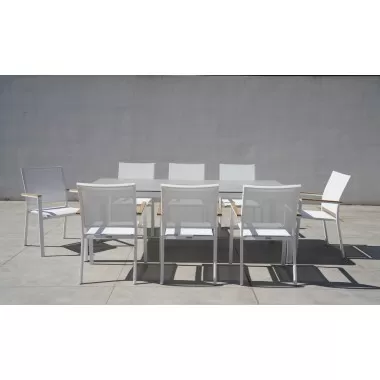 Bellini Home and Garden Terraza 9pc Dining Set with Tribeca with Ceramic Glass Table Top