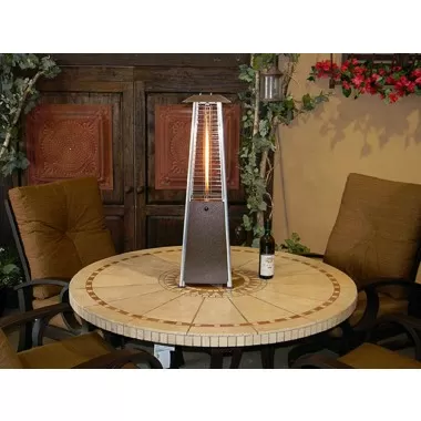 AZ Patio Heaters Glass Tube Table Top Patio Heater in Hammered Bronze - Lifestyle
