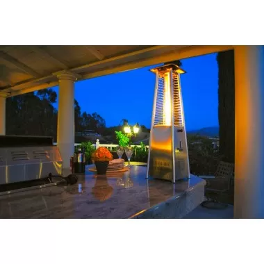 AZ Patio Heaters Glass Tube Table Top Patio Heater in Stainless Steel - Lifestyle